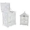 Lanternes en bois blanchi et verre