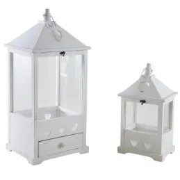 Lanternes en bois blanchi (lot de 2)