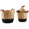 Corbeilles en osier naturel et noir (lot de 3)