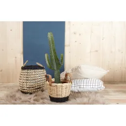 Corbeilles en osier naturel et noir (lot de 3)