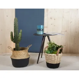 Corbeilles en osier naturel et noir (lot de 3)