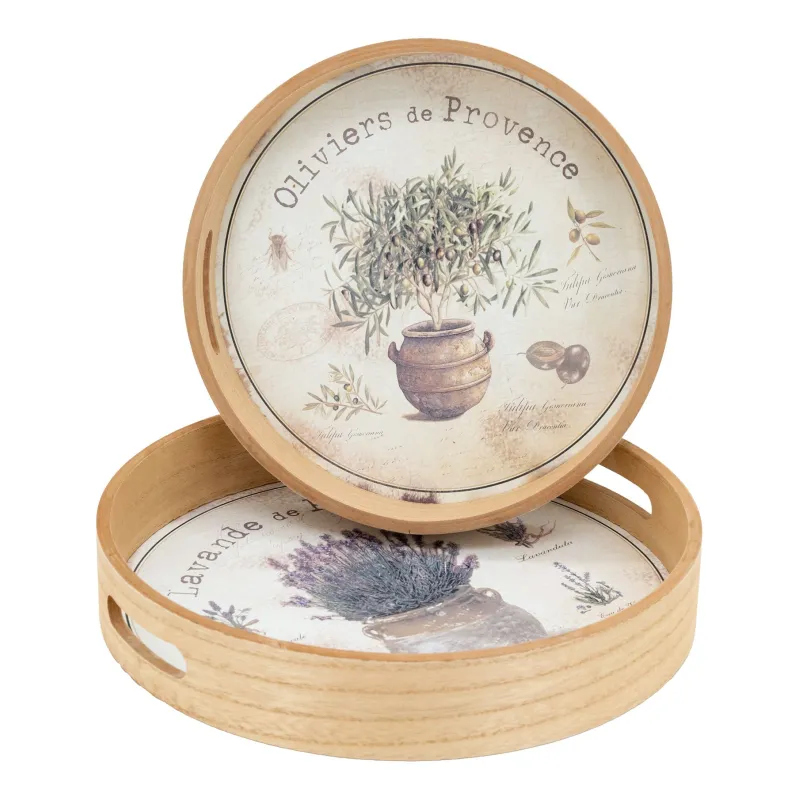 Plateaux ronde en bois naturel "Provence"
