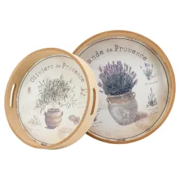Plateaux ronde en bois naturel "Provence"