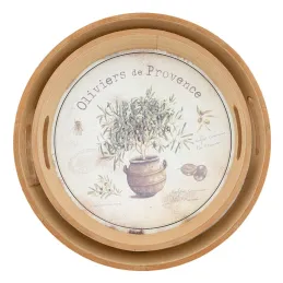 Plateaux ronde en bois naturel "Provence"