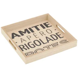 Plateau carré en bois naturel APERO