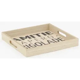 Plateau carré en bois naturel APERO