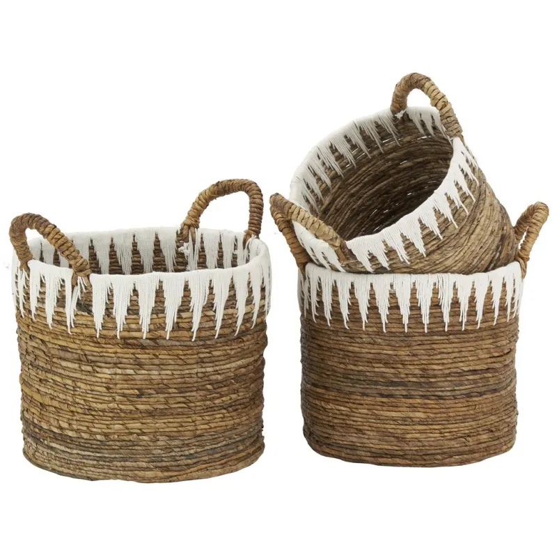 Corbeilles rondes en bananier et coton (lot de 3)
