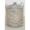 Coffres à linge en jonc naturel et teinté bleu (Série de 3)
