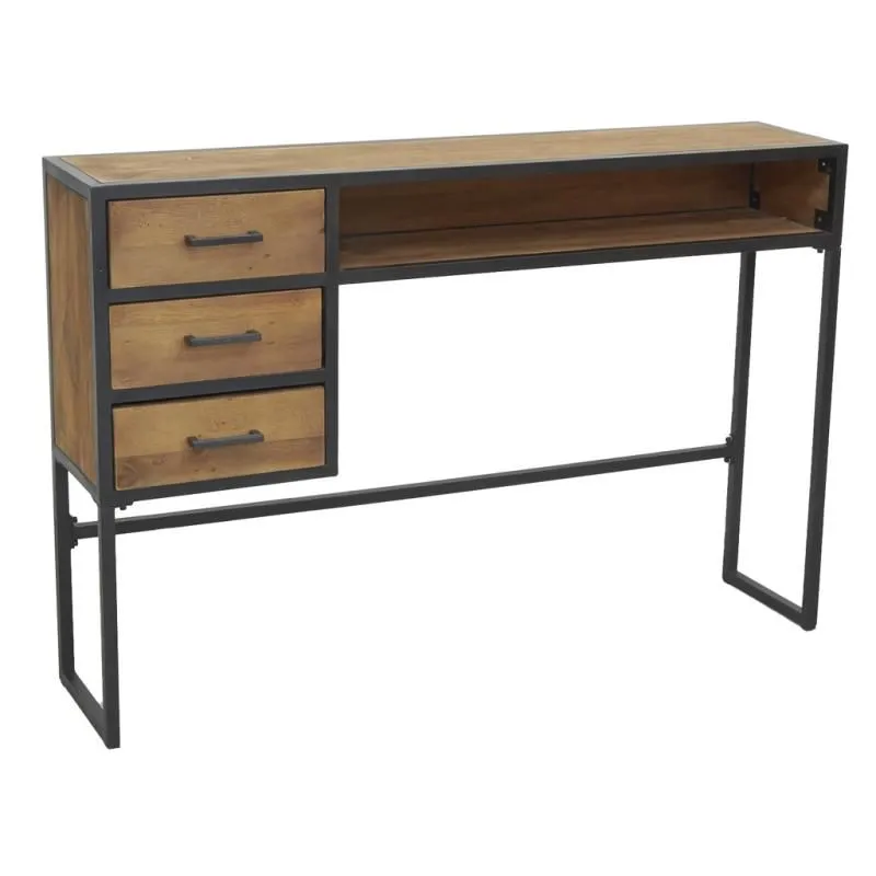 Console en bois recyclé et métal 3 tiroirs
