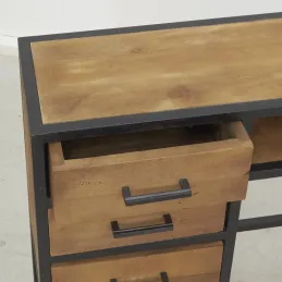Console en bois recyclé et métal 3 tiroirs