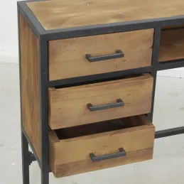Console en bois recyclé et métal 3 tiroirs