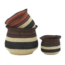 Cache-pots en jonc teinté