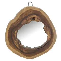Miroir rond en teck naturel
