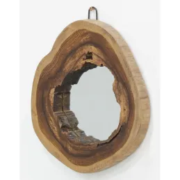 Miroir rond en teck naturel