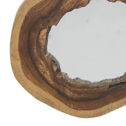 Miroir rond en teck naturel