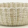 Corbeilles de rangement en jonc naturel et liens blanc