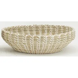 Grandes corbeilles en jonc naturel et blanc