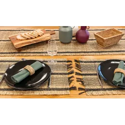 Linge de table en jonc naturel et noir