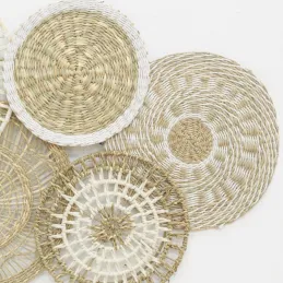 Décor mural 7 disques en jute et coton naturels
