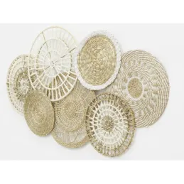 Décor mural 7 disques en jute et coton naturels