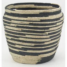 Cache-pots ronds en jonc naturel et noir Dakar