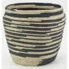 Cache-pots ronds en jonc naturel et noir Dakar