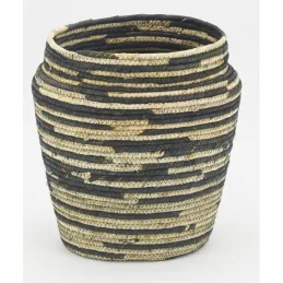 Cache-pots ronds en jonc naturel et noir Dakar