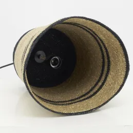 Suspension cloche en jonc naturel et noir