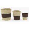 Cache-pots en jonc naturel et teinté marron