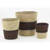 Cache-pots en jonc naturel et teinté marron