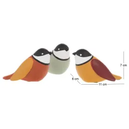 Oiseaux colorés à poser en polyrésine (Lot de 3)