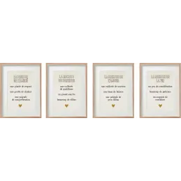 Cadre Recette Amour, Bonheur, Amitié, Vie (Lot de 4)