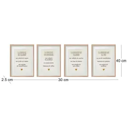 Cadre Recette Amour, Bonheur, Amitié, Vie (Lot de 4)