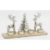 Support 4 bougies en aluminium et bois