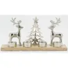 Support 4 bougies en aluminium et bois