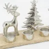 Support 4 bougies en aluminium et bois
