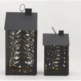 Lanternes en métal noir Maison Cerf (lot de 2)
