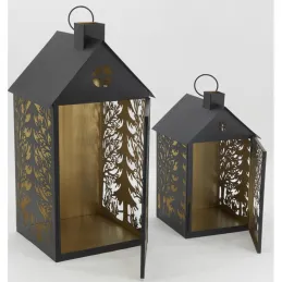 Lanternes en métal noir Maison Cerf (lot de 2)