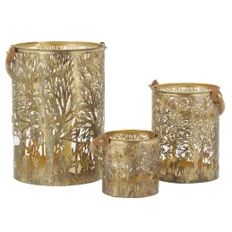 Lanternes en métal doré Cerf (lot de 3)