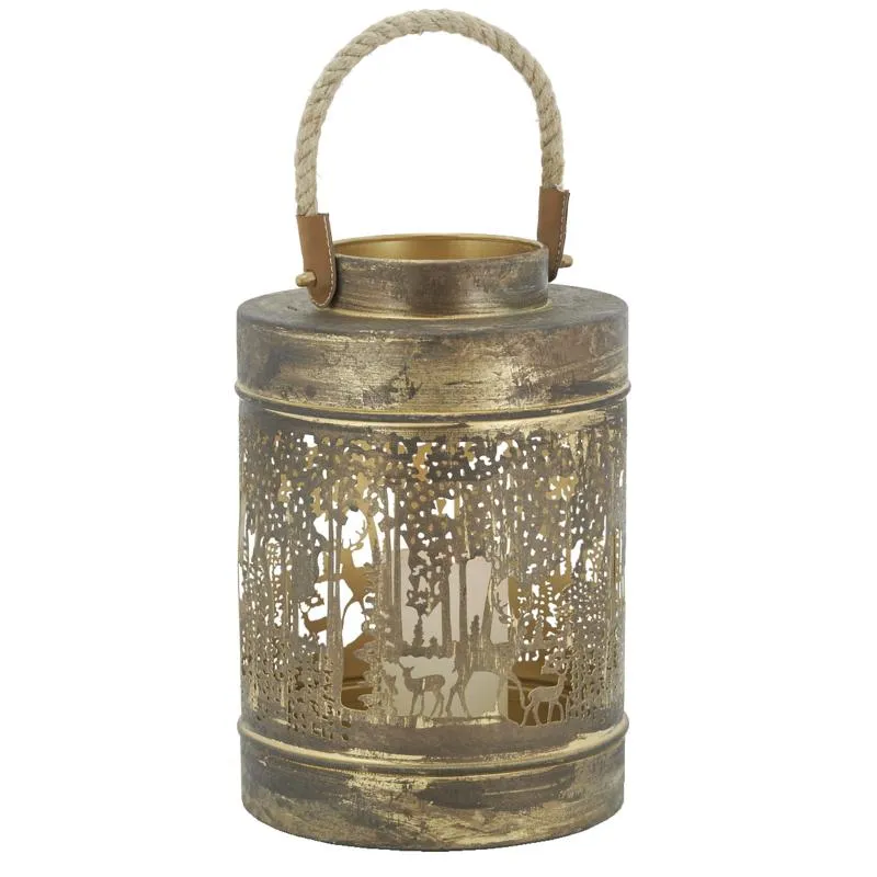 Lanterne en métal doré Cerf
