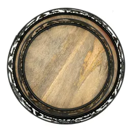 Plateaux ronds en métal et bois Cerf (lot de 2)