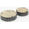 Plateaux ronds en métal et bois Cerf (lot de 2)