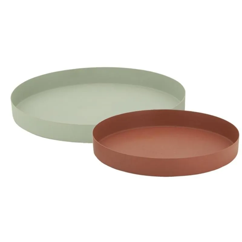 Plateaux ronds en métal (lot de 2)