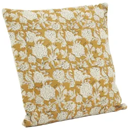 Coussin à fleurs jaune et blanc