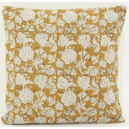Coussin à fleurs jaune et blanc