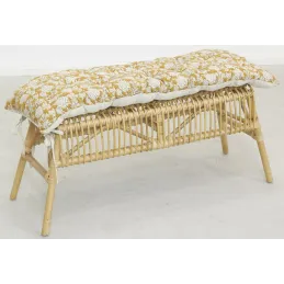 Matelas de sol en coton imprimé jaune et blanc