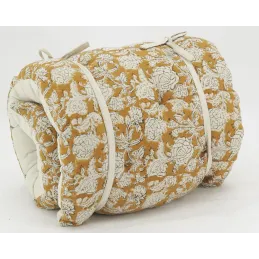 Matelas de sol en coton imprimé jaune et blanc