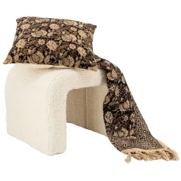 Plaid à fleurs en coton marron