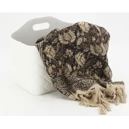 Plaid à fleurs en coton marron