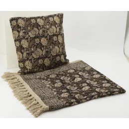 Plaid à fleurs en coton marron